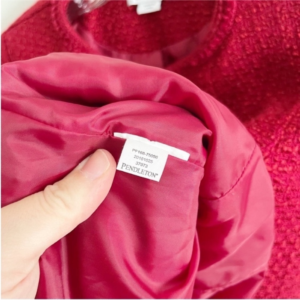 Pendleton Jacket Red Tweed Pockets Large Buttons … - image 6